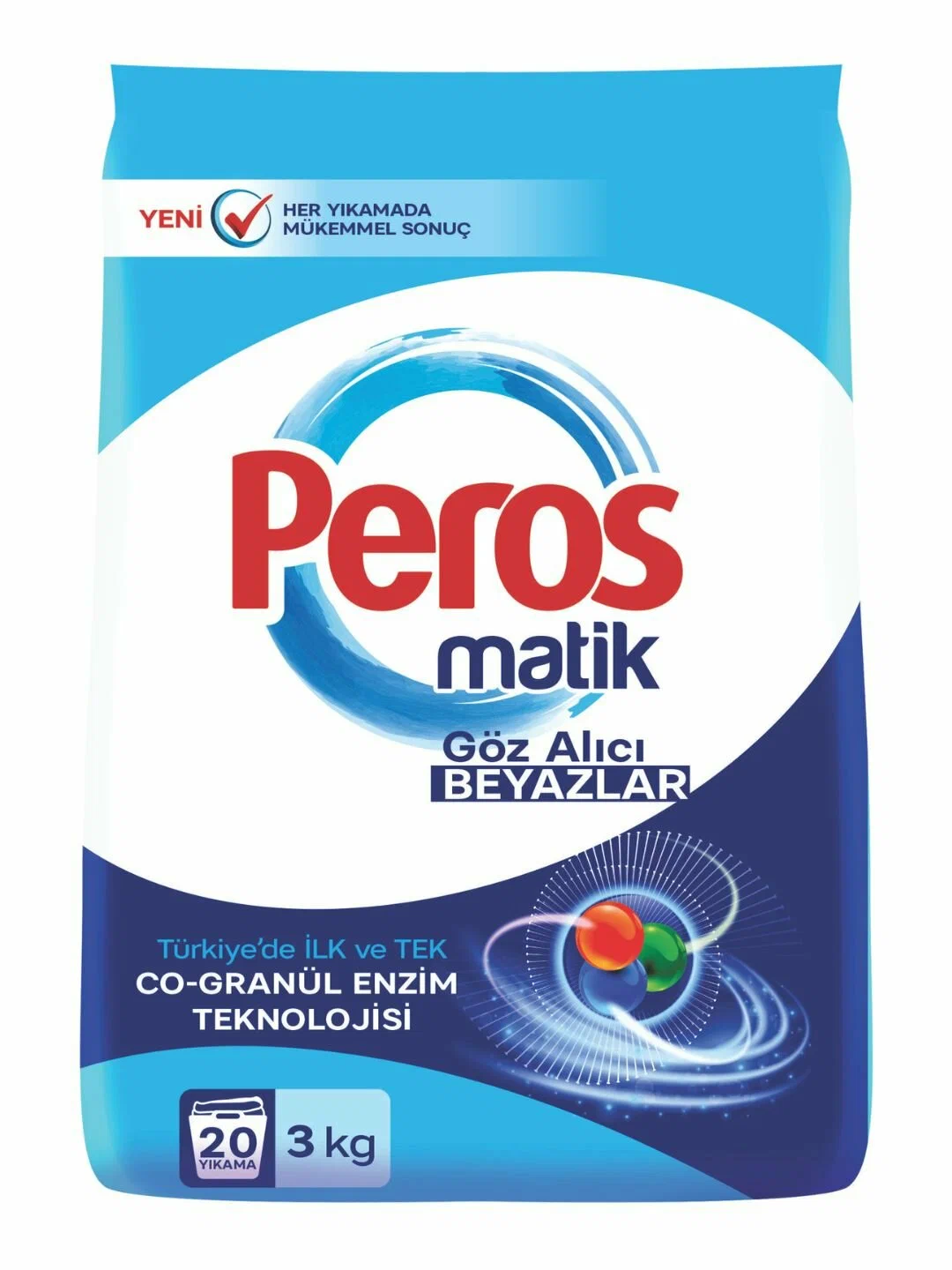 Стиральный порошок ДЛЯ БЕЛЫХ ВЕЩЕЙ PEROS POWDER DETERGENT MATIC BAG FOR WHITES 3000 gr.