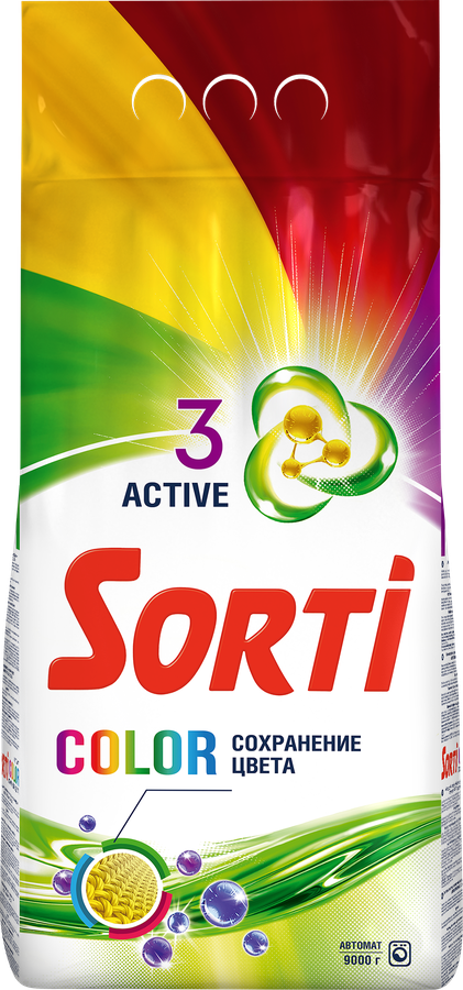 Стиральный порошок SORTI Color Автомат 9000г м/у