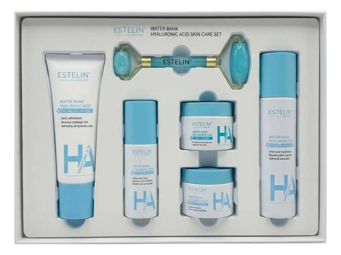 Увлажняющий набор для ухода за кожей Estelin Water Bank Hyaluronic Acid Skin Care Set, 6 шт