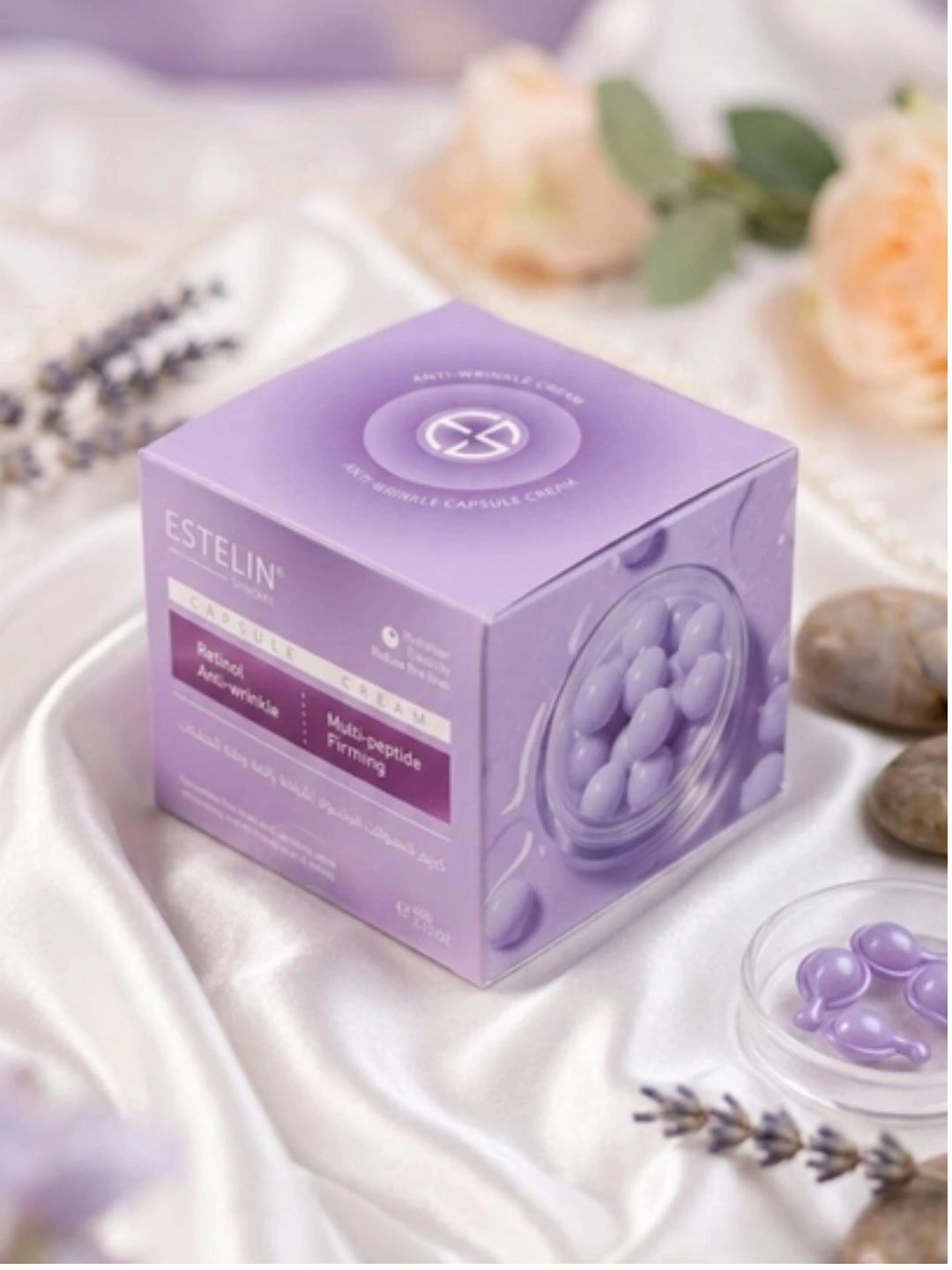 Антивозрастной крем для лица с Ретинолом и мульти-пептидами Estelin Retinol & Multi-peptide Anti-wrinkle Capsule Cream, 60 г