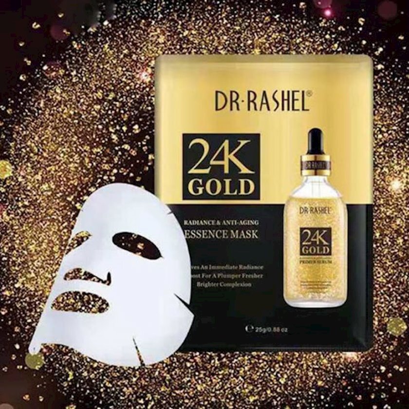Питательная и сияющая тканевая маска для лица с золотой эссенцией Dr. Rashel 24K Gold Essence Mask Sheet, 25 г 
