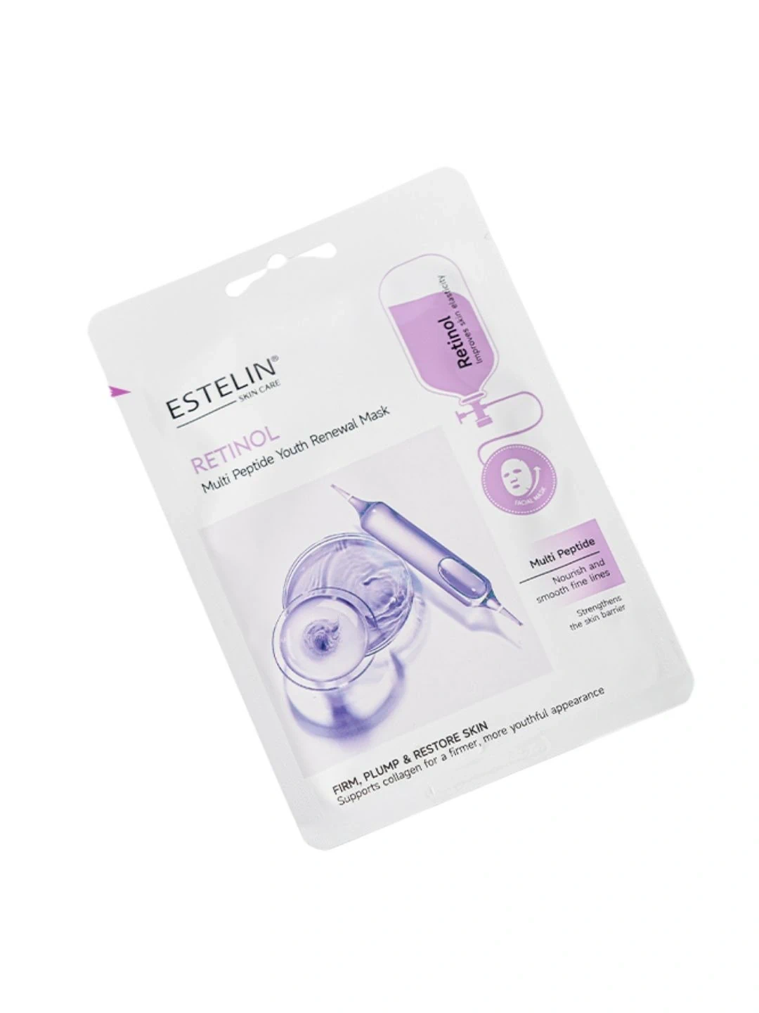 Тканевая маска для лица с ретинолом и мульти-пептидами Estelin Retinol & Multi Peptide Youth Renewal Mask, 25 г