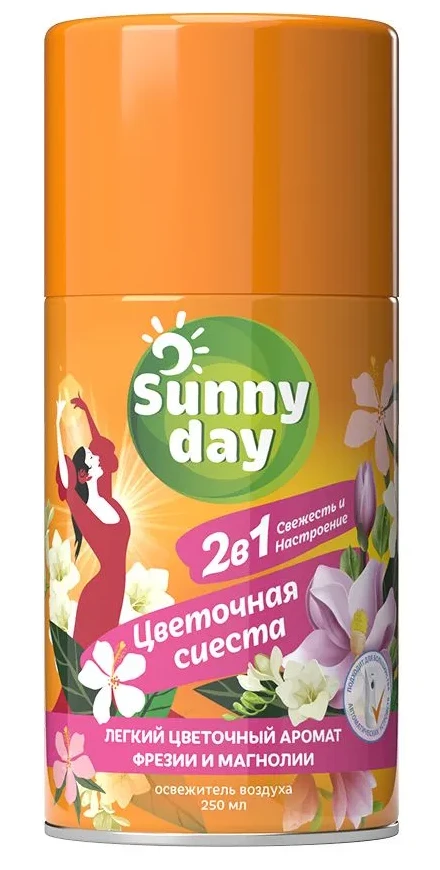 Авт. освежитель воздуха Sunny Day Цветочная сиеста 250 см3 (сменный баллон)
