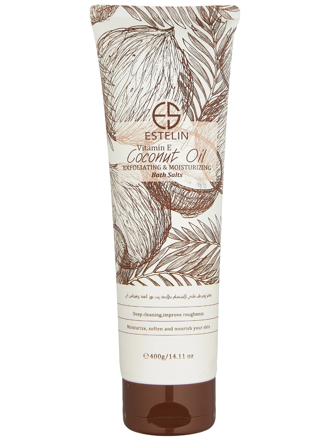 Соль для ванны Estelin Coconut Oil & Vitamin E Exfoliating & Moisturizing Bath Salts, 400 g