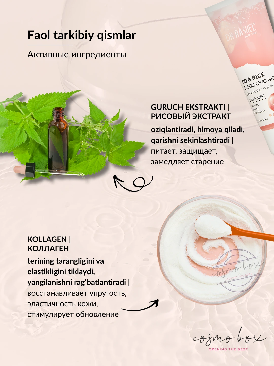 Отшелушивающий гель для лица с коллагеном и рисом, Dr. Rashel Collagen & Rice Exfoliating Gel, 220 g