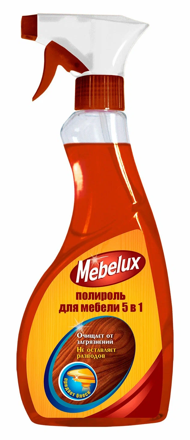 Полироль для мебели Mebelux 5 в 1 для любых поверхностей 500 мл.
