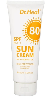 Солнцезащитный крем для лица и тела Sun cream with Coconut oil SPF 80+++ Dr.Heal 150 мл