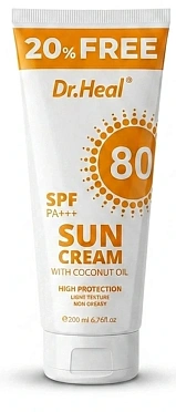 Солнцезащитный крем для лица и тела Sun cream with Coconut oil SPF 80+++ Dr.Heal 200 мл