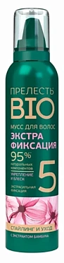 Мусс для волос Прелесть Био экстра фиксация с экстрактом бамбука 160 см