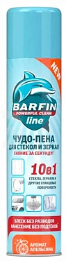 Средство чистящее для стекол и зеркал в аэрозольной упаковке BARFIN Чудо-пена с ароматом апельсина, 300 мл